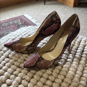 Elegant Mauve and Tan Snakeskin Heels